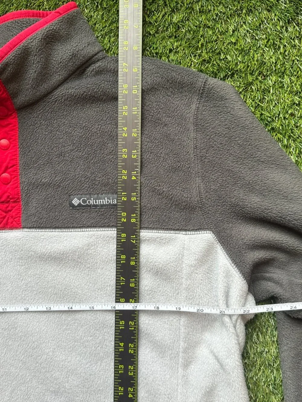 Columbia Fleece Pullover Size XL Quarter Snap Sweater Gray Two Tone
